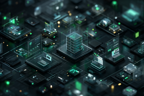 Editorial cybersecurity illustration of exposed AI applications and cloud-native workloads at risk from misconfiguration