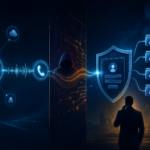 Abstract CTI illustration of vishing, cloud identity compromise, and SaaS data exfiltration for BlackFile extortion analysis