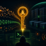 Editorial cybersecurity illustration of Dirty Frag Linux privilege escalation affecting server and container environments
