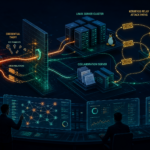 Editorial cybersecurity illustration of an edge appliance compromise pivoting into Linux, Confluence, and identity systems