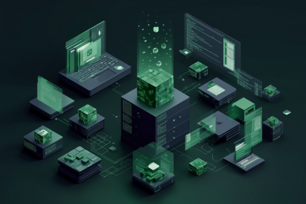 Editorial cybersecurity illustration of a fake AI model repository hiding an infostealer attack chain.