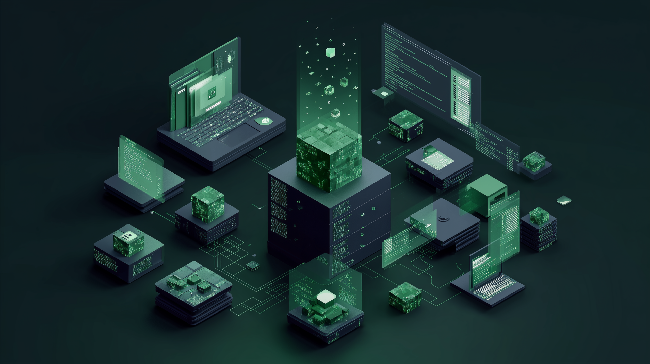 Editorial cybersecurity illustration of a fake AI model repository hiding an infostealer attack chain.