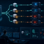 Cybersecurity illustration of a trusted software download site being abused to deliver poisoned installers in a supply chain attack.