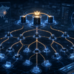 Editorial cybersecurity illustration of a modular Russian espionage botnet architecture with covert command-and-control paths.