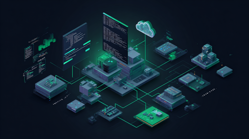 Editorial cybersecurity illustration of a PHP Composer supply-chain compromise targeting CI/CD secrets and cloud credentials.