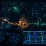 Editorial cybersecurity illustration of Iranian Nimbus Manticore APT tooling, fake installers, SEO poisoning, and backdoor command-and-control.
