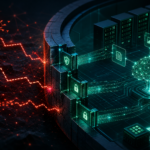 Editorial cybersecurity illustration of segmented AI inference infrastructure under remote code execution risk.