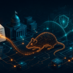 Abstract cybersecurity illustration of spear phishing delivering XenoRAT malware against government finance networks.