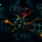 Editorial cybersecurity illustration of Void Dokkaebi InvisibleFerret developer endpoint malware risk