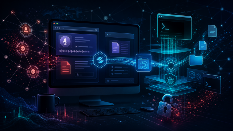 Cyber threat intelligence illustration of macOS malvertising delivering a FlutterShell backdoor through fake desktop applications.