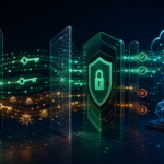 Editorial cybersecurity illustration of a smartphone leaking AI API keys into cloud services while an authenticated gateway blocks abuse.
