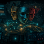 Editorial cyber threat intelligence illustration of MuddyWater using ransomware branding as a false flag.