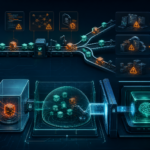 Editorial cybersecurity illustration showing poisoned package artifacts moving through a CI/CD pipeline while defenders isolate untrusted code from AI scanners.