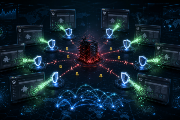 Editorial CTI illustration of Operation Endgame disrupting SocGholish malware infrastructure across compromised websites.