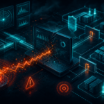Editorial cybersecurity illustration of a SIEM data pipeline and server infrastructure under attack, representing Splunk Enterprise CVE-2026-20253 defensive hardening.