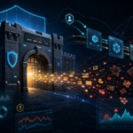 Editorial cybersecurity illustration of a Citrix NetScaler edge appliance leaking memory fragments during SAML authentication